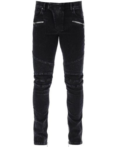 Balmain Slim Biker Style Jeans - Black