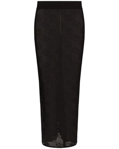 Dolce & Gabbana Dg Jacquard Midi Skirt - Black