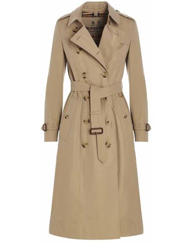 Burberry 'chelsea' Fitted Trench Coat - Natural