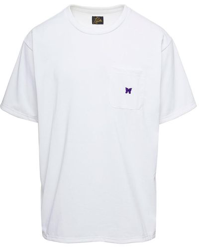 Needles Crewneck T-Shirt With Front Pocket And Embroidered Logo - White