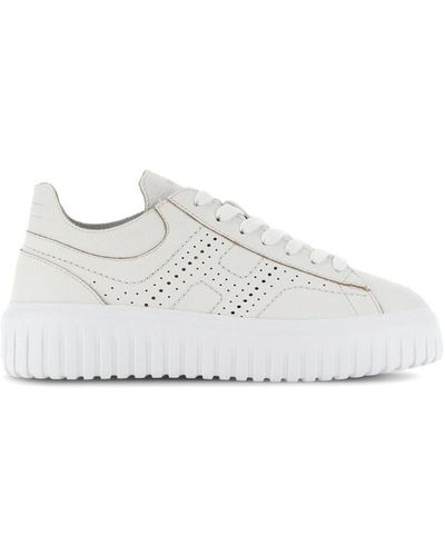 Hogan H-striped Leather Sneakers - White