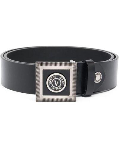 Versace Logo-plaque Press-stud Fastened Belt - Black