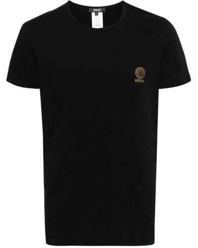 Versace Logo Organic Cotton T-Shirt - Black