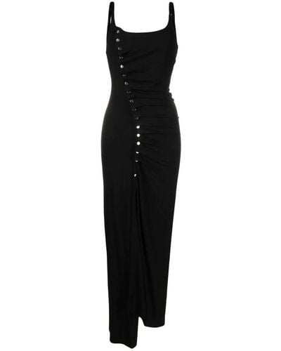 Rabanne Stud-embellished Ruched Maxi Dress - Black