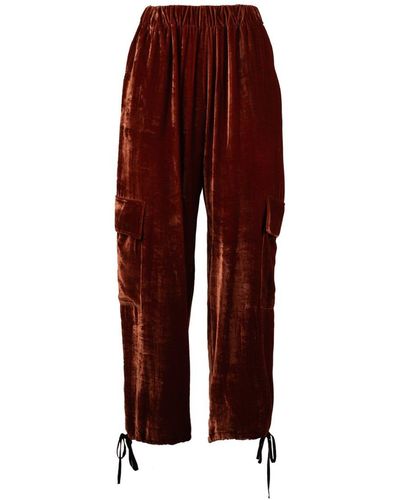 Erika Cavallini Semi Couture Velvet Cargo Pants - Red