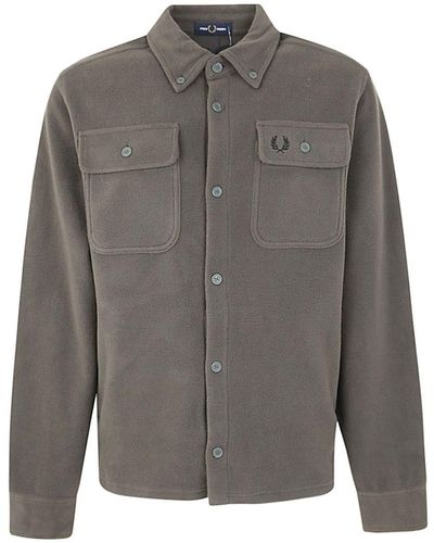 Fred Perry Fp Fleece Overshirt Clothing - Grey