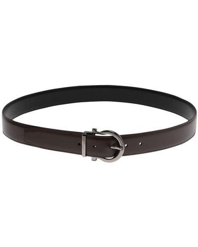 Ferragamo "Gancini" Reversible And Adjustable Belt - Brown