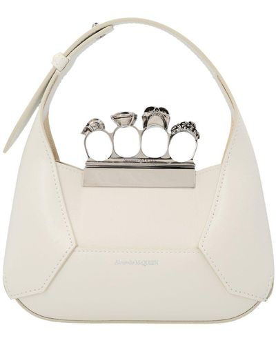 Alexander McQueen Hobo Mini Jewelled Handbag - Natural