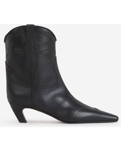 Khaite Leather Dallas Boots - Black