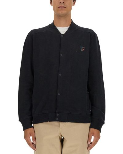 PS by Paul Smith Bomber Jacket With Logo Embroidery - Black