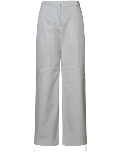 Moncler White Nylon Trousers - Grey