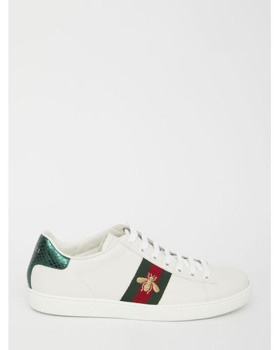 Gucci Ace Embroidered Leather Trainer - White