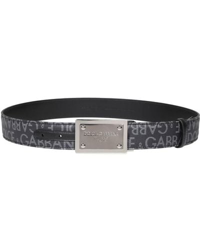 Dolce & Gabbana Jacquard Fabric Belt With Logo - Black
