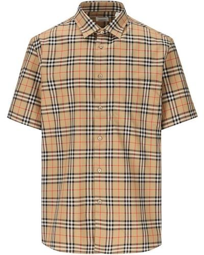 Burberry Check Print Short-sleeve Shirt - Natural