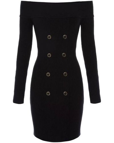 Elisabetta Franchi Knitted Coat Dress - Black