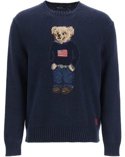 Polo Ralph Lauren Jacquard Polo Bear Pullover - Blue