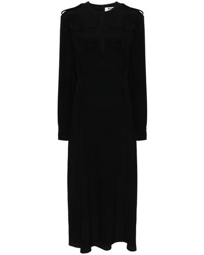 MSGM Puff-sleeves Maxi Dress - Black