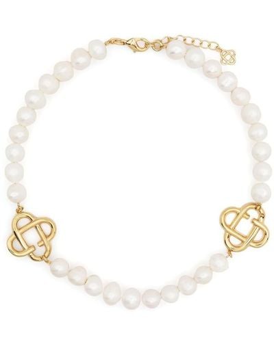 Casablanca Chunky Pearl Logo Necklace Accessories - White