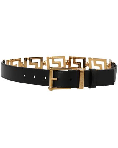 Versace Logo Chain Belts - Black