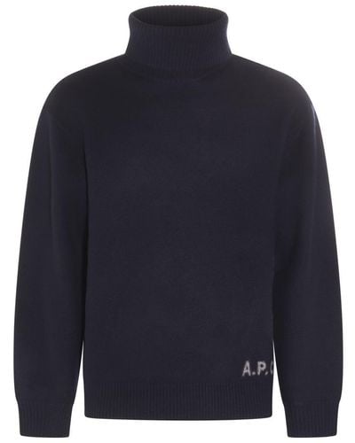 A.P.C. Midnight Wool Sweater - Blue