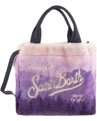 Mc2 Saint Barth Colette Soft And Furry Handbag With Print - Purple