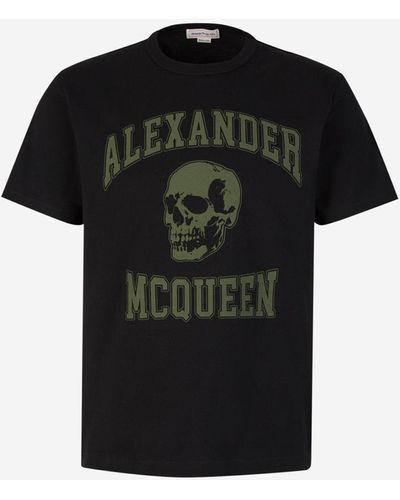 Alexander McQueen Printed Cotton T-shirt - Black