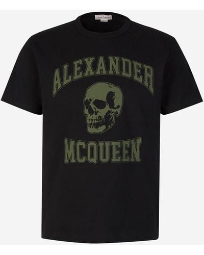Alexander McQueen Printed Cotton T-shirt - Black