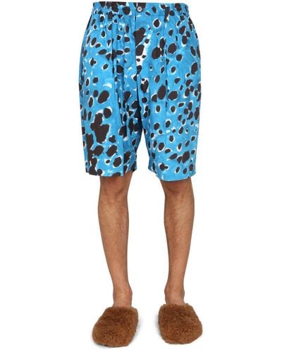 Marni Bermuda Shorts With Pop Dots Print - Blue