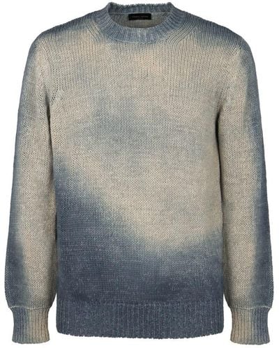 Roberto Collina Cotton Blend Crew-Neck Sweater - Gray