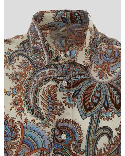 Etro Paisley Print Silk Shirt - Metallic
