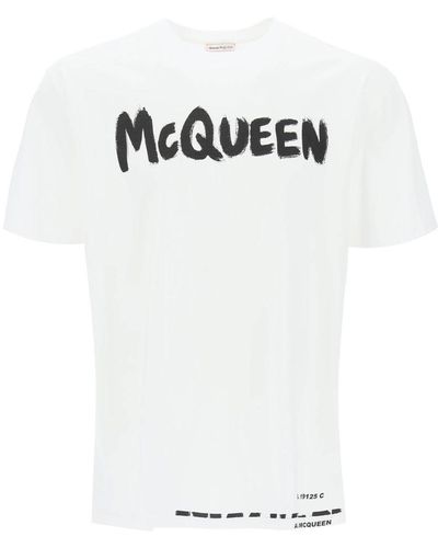 Alexander McQueen Mcqueen Graffiti T-Shirt - White