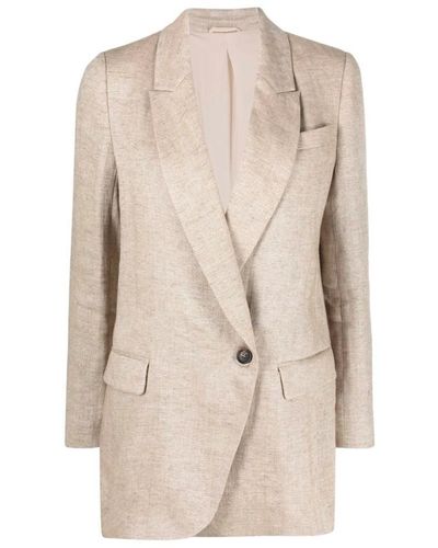 Brunello Cucinelli Linen Double Breasted Blazer Clothing - Natural