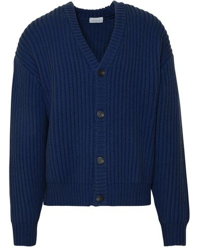 John Elliott Cardigan In Blue Cashmere Blend