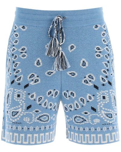 Alanui Cotton Bandana Bermuda Shorts - Blue