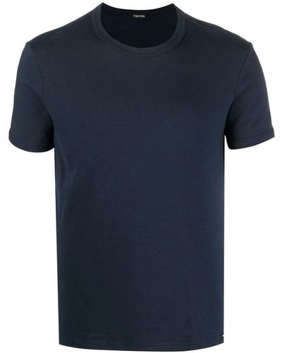 Tom Ford Crew-neck Stretch-cotton T-shirt - Blue
