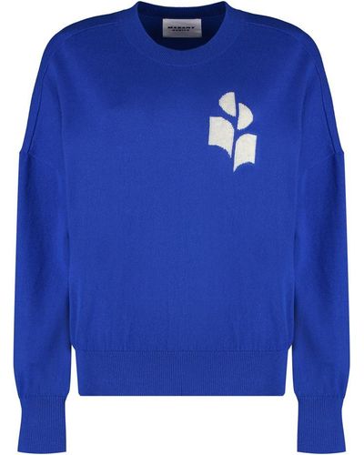 Isabel Marant Marisans Cotton Blend Crew-Neck Sweater - Blue