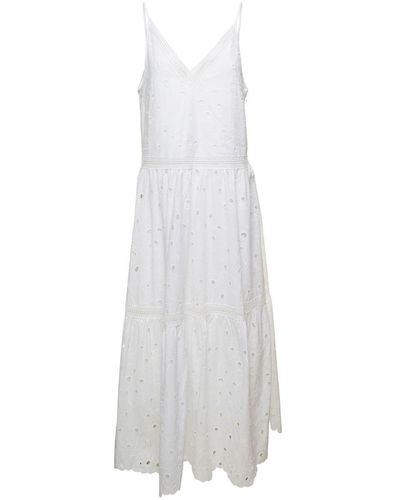 IVY & OAK 'michaela' Long White Dress With Flounced Skirt In Sangallo Lace Woman