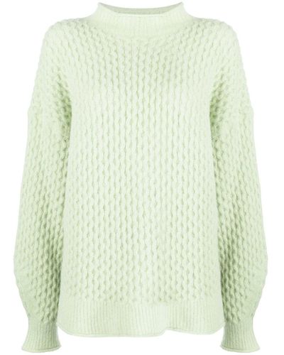 Rus Textured-knit Mock Neck Sweater - Green