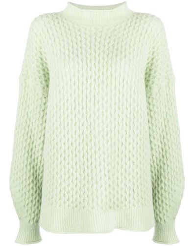 Rus Textured-knit Mock Neck Sweater - Green