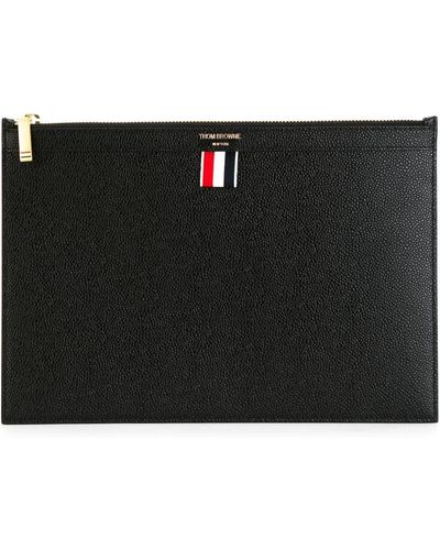 Thom Browne Small Document Holder In Pebble Grain Leather Accessories - Black