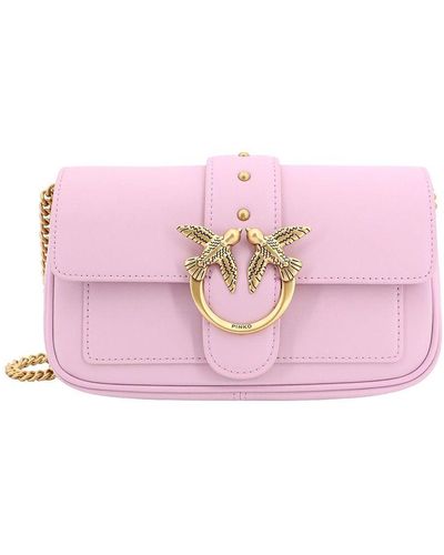 Pinko 'Love One Pocket' Light Shoulder Bag With Logo Detail - Pink
