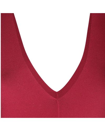 Rick Owens Fuchsia Stretch V Neck Dress - Red