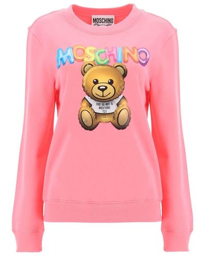 Moschino 'teddy Bear' Printed Crew-neck Sweatshirt - Pink