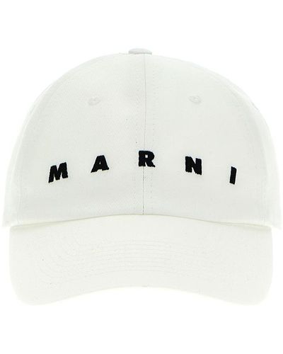 Marni Logo Embroidery Cap Hats - White