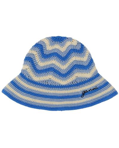 Ganni Bucket Crochet Hat - Blue