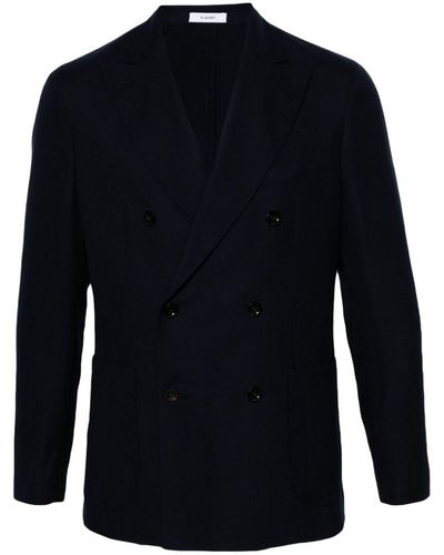 Boglioli Cotton And Wool Blend Double-breasted Jacket - Blue