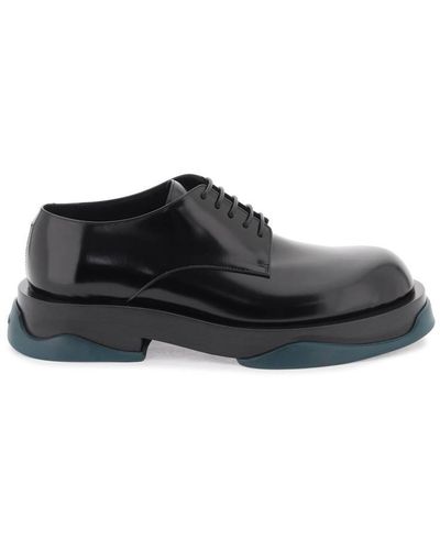 Jil Sander Brushed Leather Derby Shoe - Black