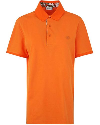 Etro Roma Printed Details Polo Shirt Clothing - Orange