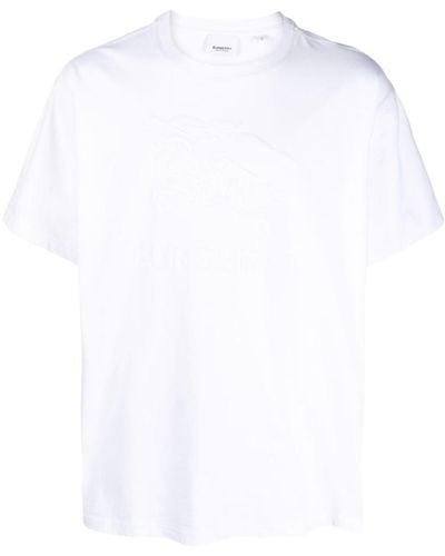 Burberry Jacquard Logo-embossed Cotton T-shirt - White
