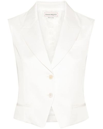 Alexander McQueen Twill Tailored Vest - White